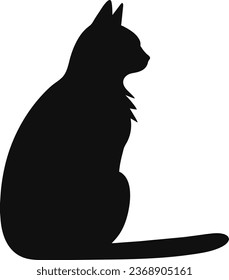 Black Cat Silhouette on White Background. Icon Vector Illustration. Concept for Logo, Print, Sticker.
