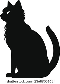 Black Cat Silhouette on White Background. Icon Vector Illustration. Concept for Logo, Print, Sticker.