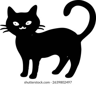 Black cat silhouette on white background vector illustration