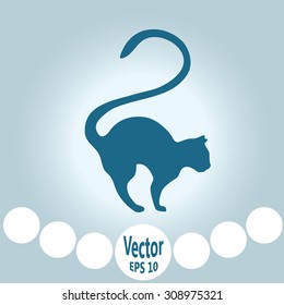Black cat silhouette on a white background