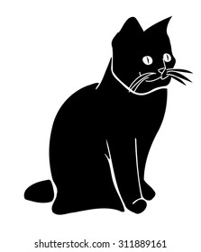 Black Cat Silhouette On White Background Stock Vector (Royalty Free ...