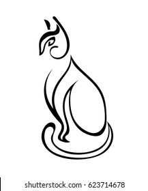 Black cat silhouette on a white background