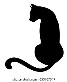 Black cat silhouette on a white background