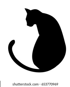 Black cat silhouette on a white background