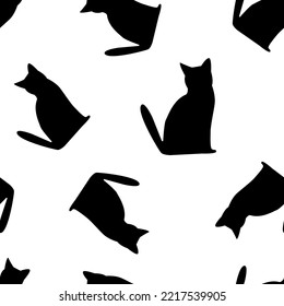 Black cat silhouette pattern vector illustration