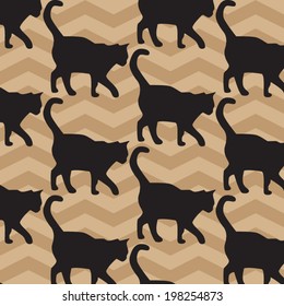 Black cat silhouette seamless pattern