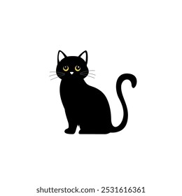 Black cat silhouette. Shadow of a cat. Vector illustration.