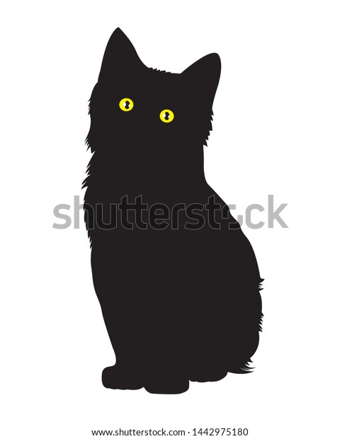 Black Cat Black Silhouette Sitting Cat Stock Vector (Royalty Free ...