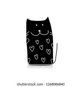 Black cat silhouette, sketch for your design