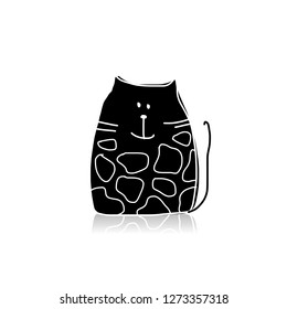 Black cat silhouette, sketch for your design