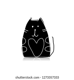 Black cat silhouette, sketch for your design