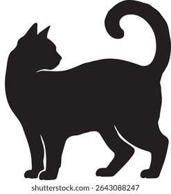  Black cat silhouette standing profile view