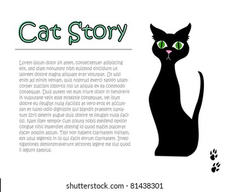 Black Cat Silhouette Vector with area for your Text