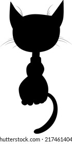 Icono vector de silueta de gato negro. Un simple dibujo de un gato. Para imprimir en tela, papel.