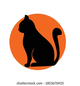 ilustración vectorial de silueta de gato negro