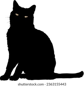 Ilustración vectorial de silueta de gato negro