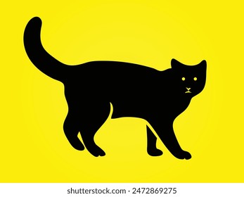 Ilustraciones vectoriales Black Cat Silhouette. Vector de diseño de gato negro animal