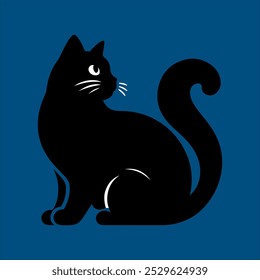 black cat with silhouette vector  and illustrations 