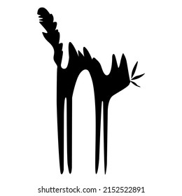 Black cat silhouette vector lettering illustration
