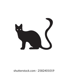 Black Cat Silhouette Vector Minimalist Cat Art Design