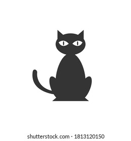 Black cat silhouette vector on a white background