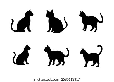 Black Cat Silhouette vector Set