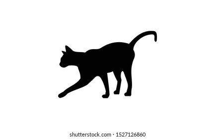 Black cat silhouette, cat walking. vector 