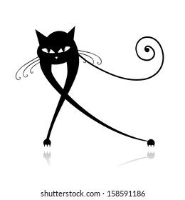 Black cat silhouette for your design