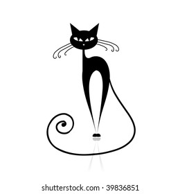 Black cat silhouette for your design