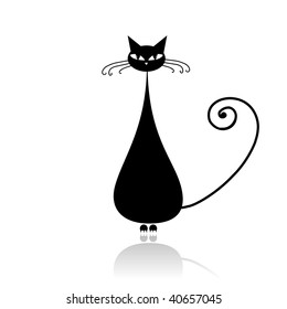 Black cat silhouette for your design