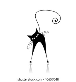 Black cat silhouette for your design