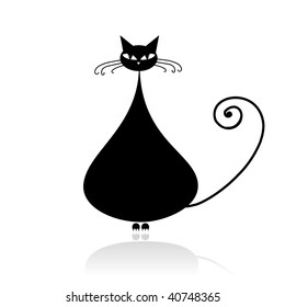 Black cat silhouette for your design