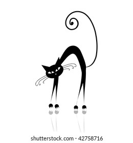Black cat silhouette for your design