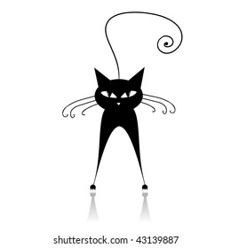 Black cat silhouette for your design