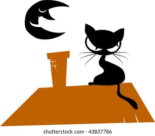 Black cat silhouette for your design (vector and illustration);
