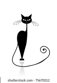 Black cat silhouette for your design