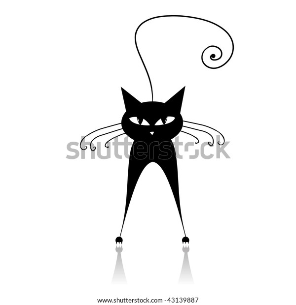 Black Cat Silhouette Your Design Stock Vector (Royalty Free) 43139887