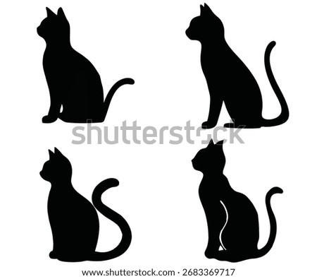 Black Cat Silhouettes vector Set