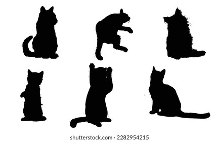 black cat silhouettes with the word cat on the bottom with white color background