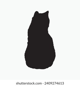 Black cat sill silhouette vector on white background