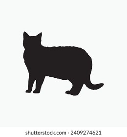 Black cat sill silhouette vector on white background