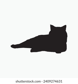 Black cat sill silhouette vector on white background
