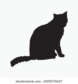 Black cat sill silhouette vector on white background