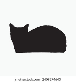 Black cat sill silhouette vector on white background