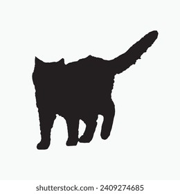 Black cat sill silhouette vector on white background