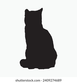 Black cat sill silhouette vector on white background