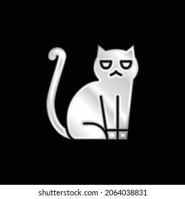 Black Cat silver plated metallic icon