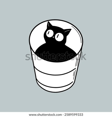 Black Cat Sitting in a Bucket