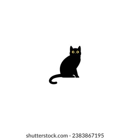 Black Cat sitting isolated vector graphics