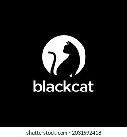 Modelo vectorial de diseño de logotipo de sentado de gato negro Estilo de espacio negativo
